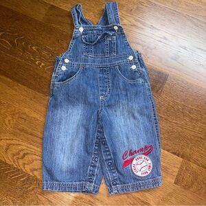 Vintage baseball  Champs Kids Denim Overalls - Blue size 12 months